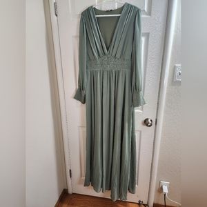 Light Olive Green Long Sleeve Dress